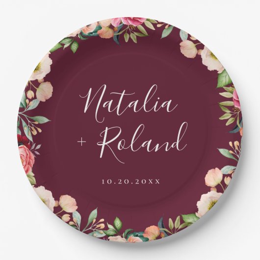Bohemian Blooms Floral Lijst Papier Bord (Voorkant)