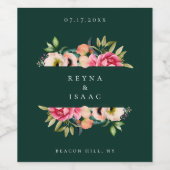 Bohemian Blooms Floral Lijst Wijnlabel Wijn Etiket (Enkel label)