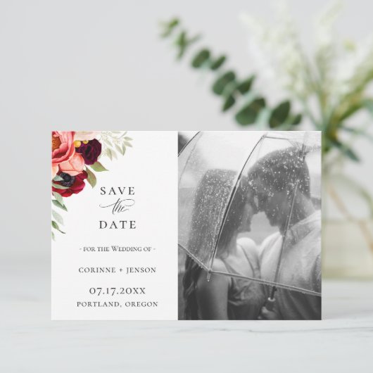 Bohemian Blooms Foto slaat de datum op Aankondiging (Staand voorkant)