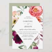 Bohemian Blooms Lijst bruiloft uitnodiging (Voorkant / Achterkant)