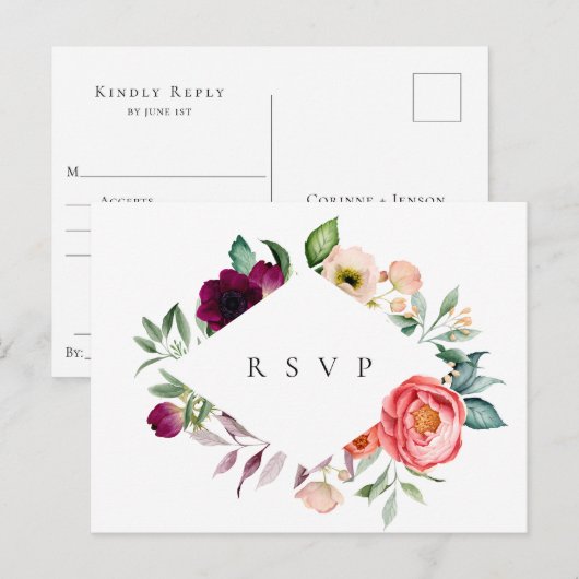Bohemian Blooms Lijst Wedding RSVP Song Request Uitnodiging Briefkaart (Voorkant / Achterkant)