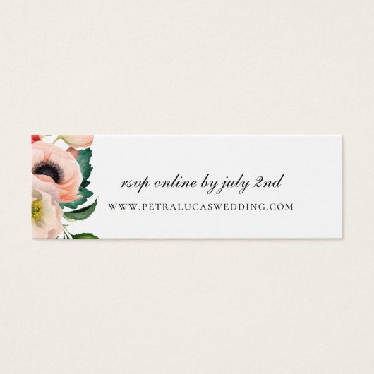 Bohemian Blooms Trouwwebsite RSVP Mini Visitekaartjes (Voorkant)