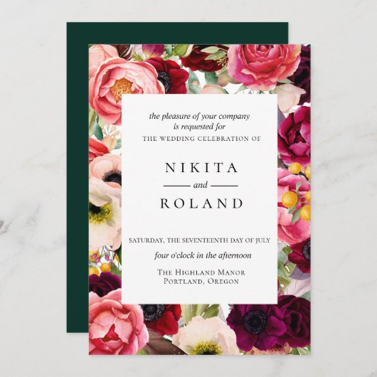 Bohemian Blooms Weddenschap Kaart (Voorkant / Achterkant)