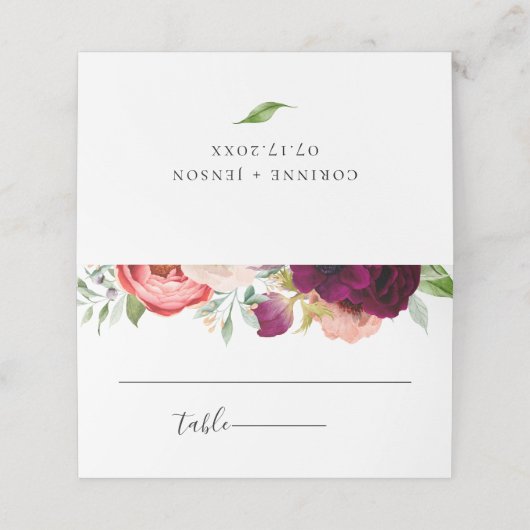 Bohemian Blooms Wedding Plaatskaartje (Buitenkant ongevouwen)