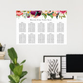Bohemian Blooms Wedding Seating Chart Poster (Thuiskantoor)