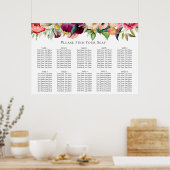Bohemian Blooms Wedding Seating Chart Poster (Keuken)