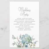 Bohemian Blue Botanical Waterverf Wedding Programm (Achterkant)