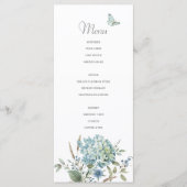 Bohemian Blue Botanische Waterverf Bruiloft Menu (Voorkant)