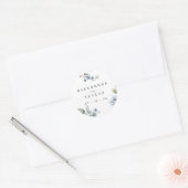 Bohemian Blue Botanische Waterverf Bruiloft Ronde Sticker (Envelop)