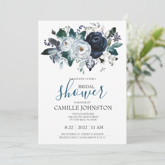 Bohemian Blue Bridal Shower Kaart (Staand voorkant)