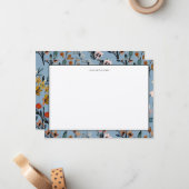 Bohemian Blue Elegant Waterverf Bloemen Notitiekaartje (Voorkant / Achterkant in situ)