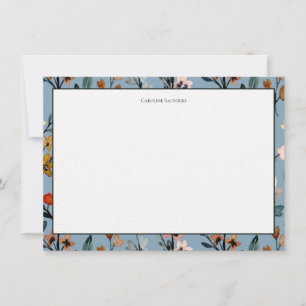 Bohemian Blue Elegant Waterverf Bloemen Notitiekaartje