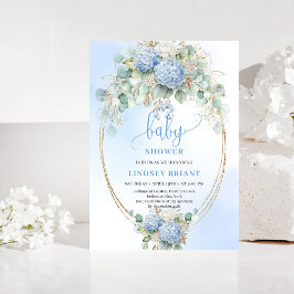 Bohemian Blue Floral Baby Shower Invitation Kaart