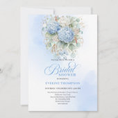 Bohemian Blue Floral Bridal Shower Invitation Kaart (Voorkant)