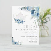 Bohemian Blue Floral Tea Party Vrijgezellenfeest Kaart (Staand voorkant)