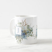 Bohemian Blue Floral Waterverf Bouquet Koffiemok (Voorkant links)