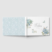 Bohemian Blue Floral Waterverf Bruiloft Gastenboek (Volledig)