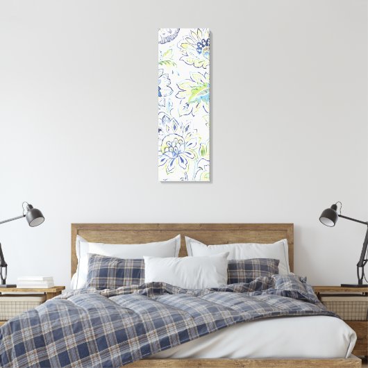 Bohemian Blue Flower Canvas Afdruk (Insitu (Slaapkamer))