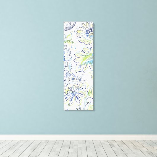 Bohemian Blue Flower Canvas Afdruk (Insitu (Houten vloer))