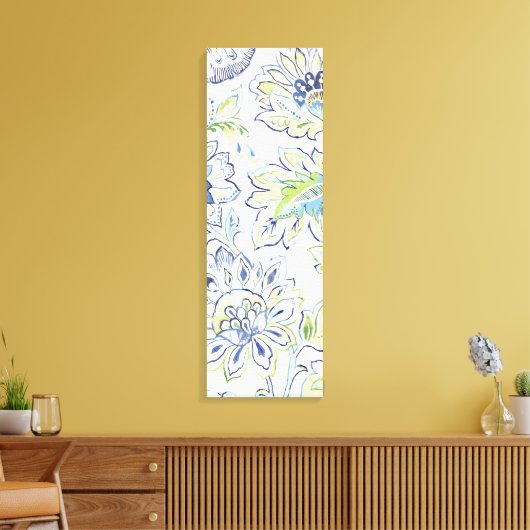 Bohemian Blue Flower Canvas Afdruk (Insitu (Woonkamer))