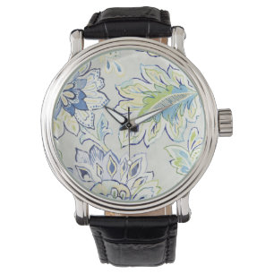 Bohemian Blue Flower Horloge