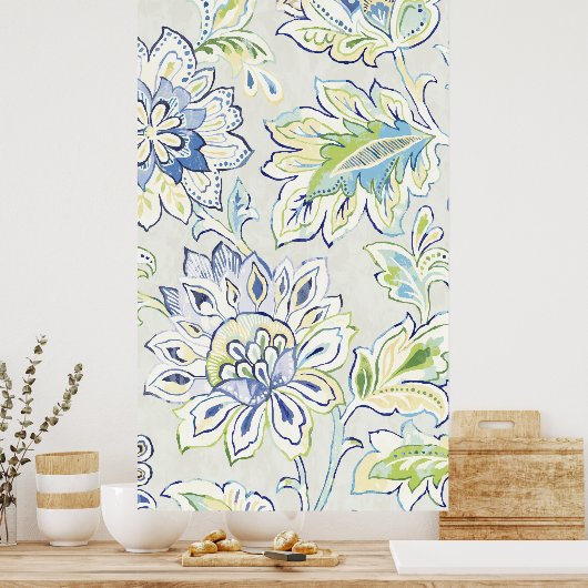 Bohemian Blue Flower Poster (Keuken)