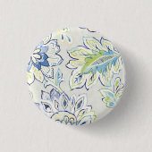 Bohemian Blue Flower Ronde Button 3,2 Cm (Voorkant)