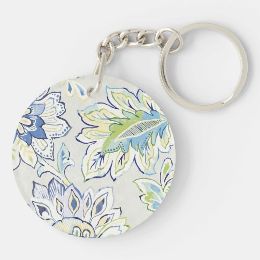 Bohemian Blue Flower Sleutelhanger (Achterkant)