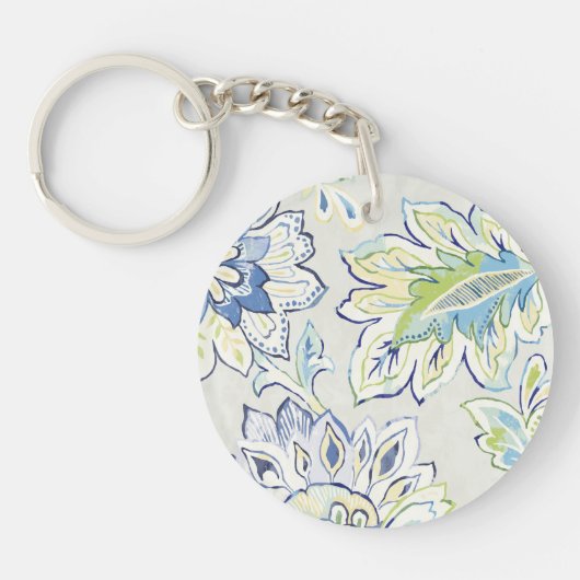 Bohemian Blue Flower Sleutelhanger (Voorkant)