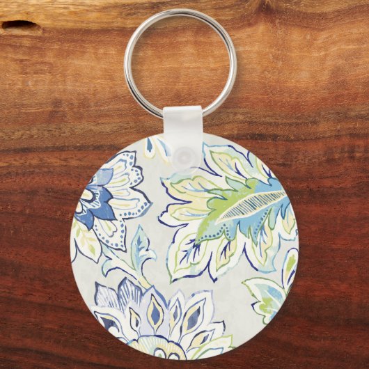 Bohemian Blue Flower Sleutelhanger (Voorkant)