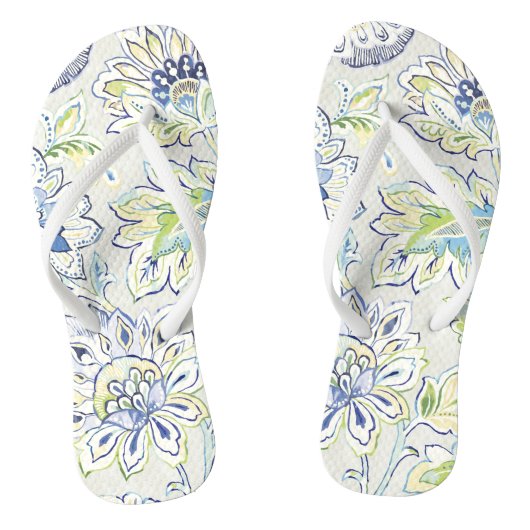 Bohemian Blue Flower Teenslippers (Voetbed)
