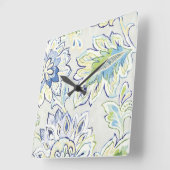 Bohemian Blue Flower Vierkante Klok (Hoek)