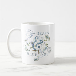 Bohemian Blue Green Floral Waterverf Quote Koffiemok