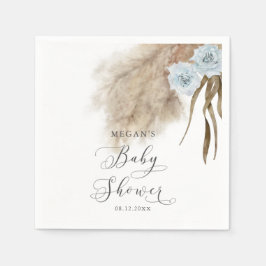 Bohemian Blue Pampas Grass Baby shower Servet