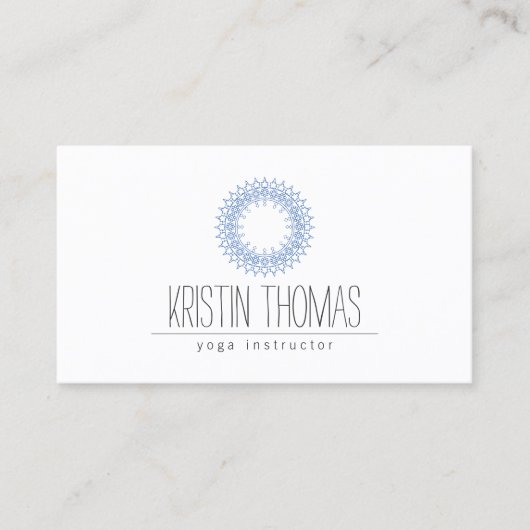 Bohemian Blue Sun Mandala Yoga Visitekaartje (Voorkant)