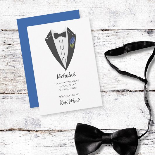 Bohemian Blue-Violet Beste Man Voorstel Kaart