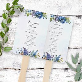 Bohemian Blue-Violet Floral bruiloft programma Handwaaier