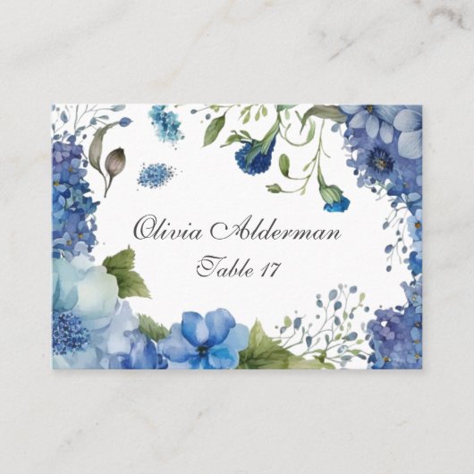 Bohemian Blue-Violet Floral Budget Bruiloft Plaatskaartje (Voorkant)