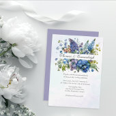 Bohemian Blue-Violet Waterverf Bloemen Bruiloft Kaart