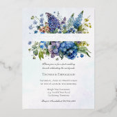 Bohemian Blue-Violet Waterverf Brunch & Bubbly Folie Uitnodiging (Voorkant)