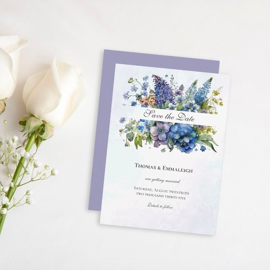 Bohemian Blue-Violet Waterverf Save the Date