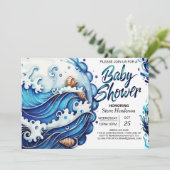 Bohemian Blue Water Baby shower Kaart (Staand voorkant)