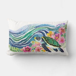 Bohemian Blue Waves & Happy Turtle Kussen