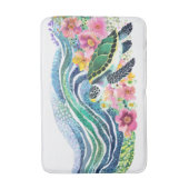 Bohemian Blue Waves Happy Turtle Waterverf Badmat (Voorkant Verticaal)