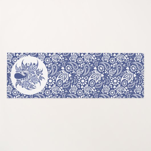 Bohemian Blue White Peacock Decoratief Yogamat (Voorkant (horizontaal))