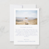 Bohemian Blue Wildflower Classic bruiloft foto Bedankkaart (Achterkant)