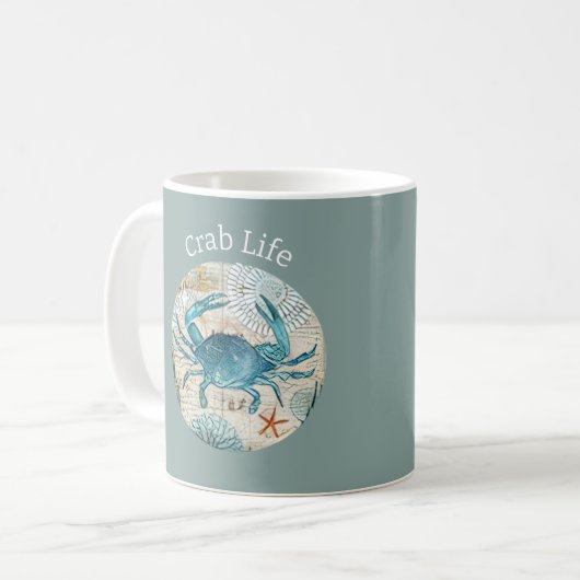Bohemian Blues Crab Life Collectie Koffiemok (Voorkant links)