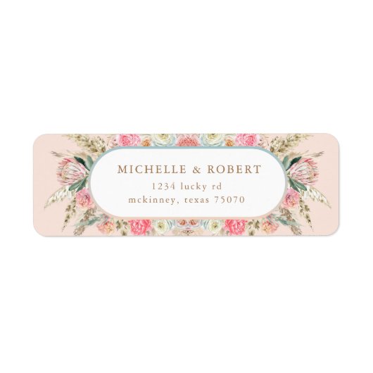 Bohemian Blush Bloemen Retouradres Label (Voorkant)
