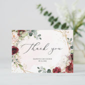 Bohemian Blush bordeaux gouden geometrische bruilo Bedankkaart (Staand voorkant)