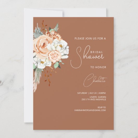 Bohemian Blush Brown Greenery Kaart (Voorkant)